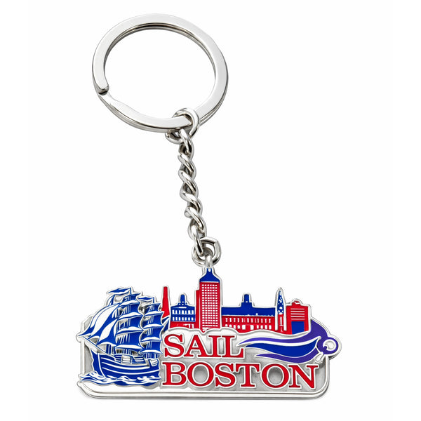SAIL BOSTON with Skyline and Sailing Ship Key Chain
