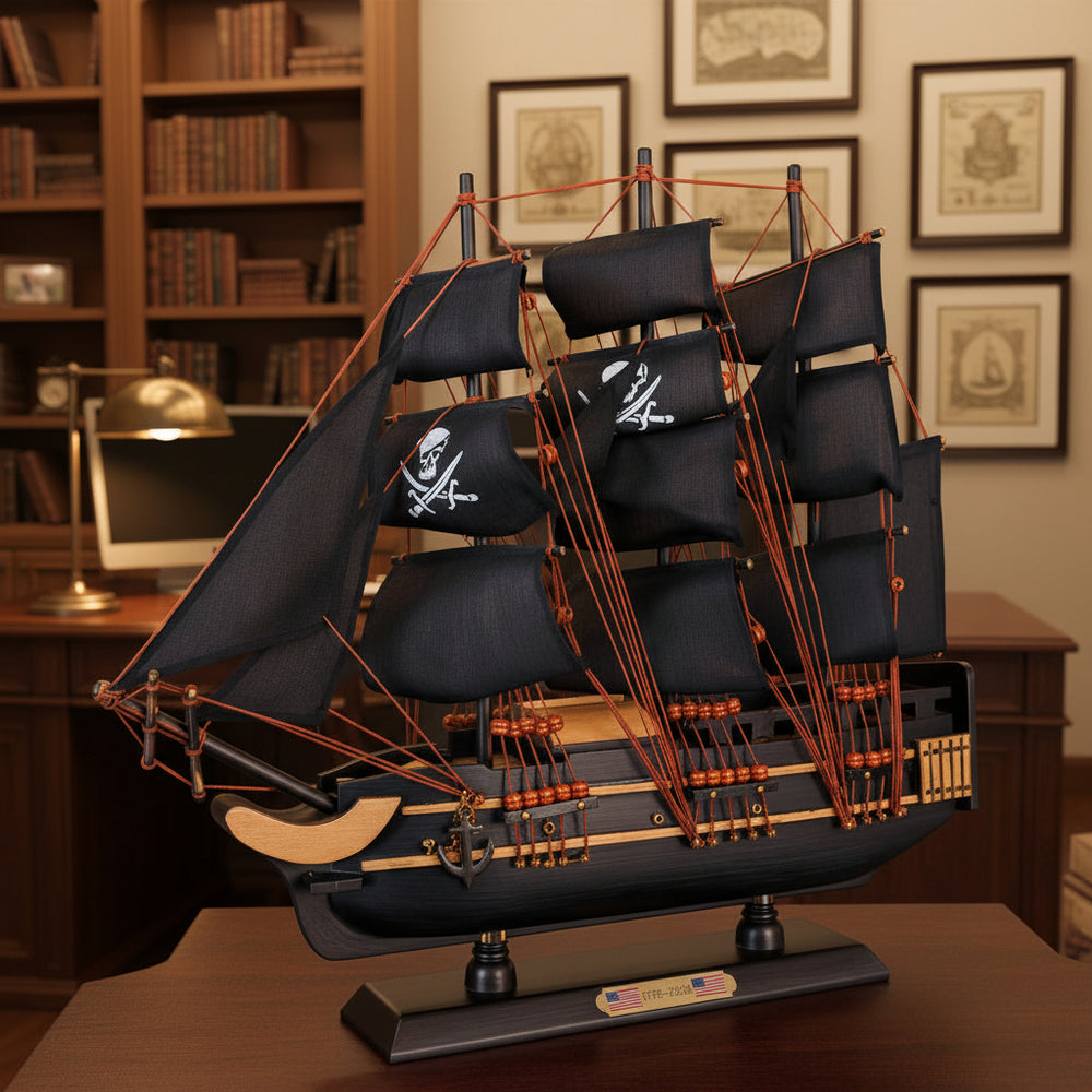 Tall Ship Black Pearl Pirate Miniature Model Ship in Display
