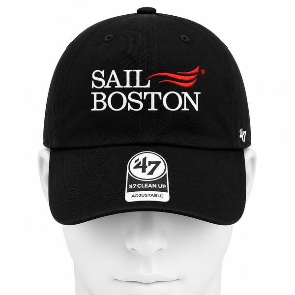 Sail Boston "47" Series Embroidered Hat with Adjustable Strap Black Front View