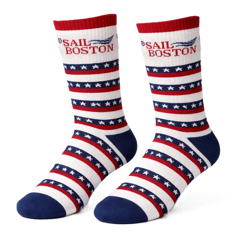 Sail Boston Primary Logo Patriotic Socks