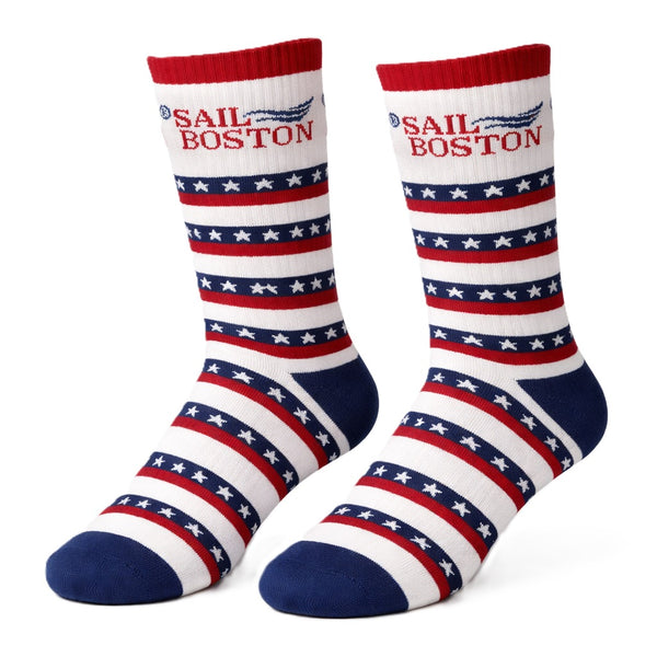 Sail Boston Primary Logo Patriotic Socks