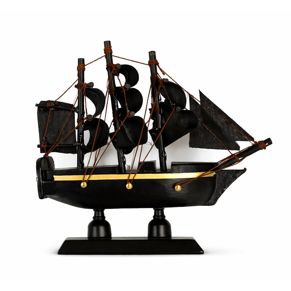 Tall Ship Black Pearl Pirate Miniature Model Ships 4" Length Right Bow Facing