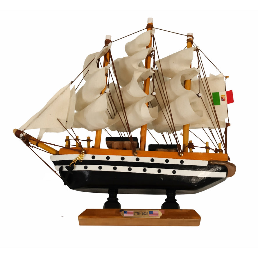 Tall Ship Classic Wooden Amerigo Vespucci Miniature Model Ship 6" Length (Medium) Left Bow Facing