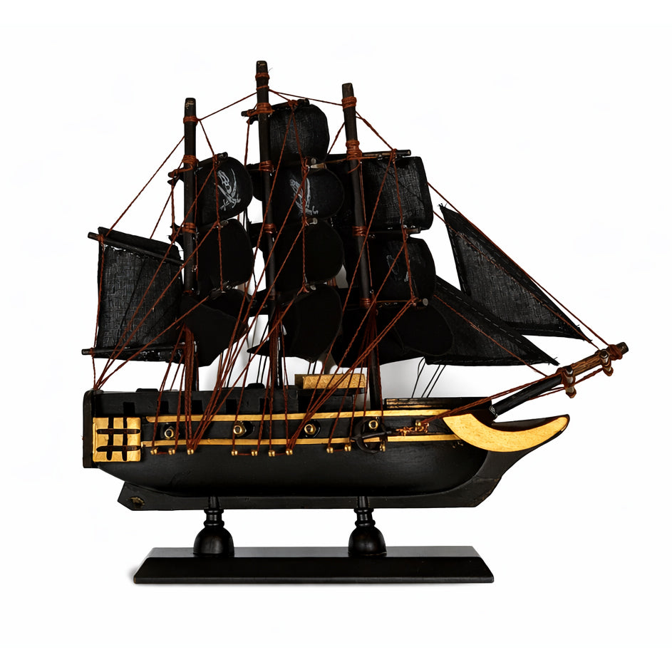 Tall Ship Black Pearl Pirate Miniature Model Ships 9" Length Right Bow Facing