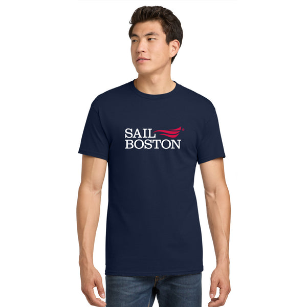 Sail Boston Primary Logo Adult Short Sleeve T-Shirt Navy