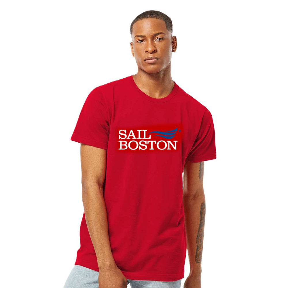 Sail Boston Primary Logo Adult Short Sleeve T-Shirt Red