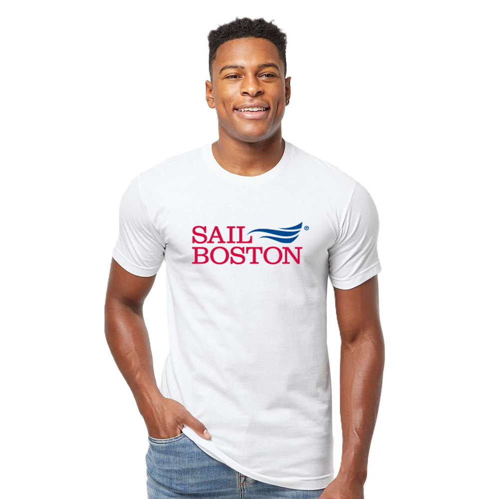 Sail Boston Primary Logo Adult Short Sleeve T-Shirt White