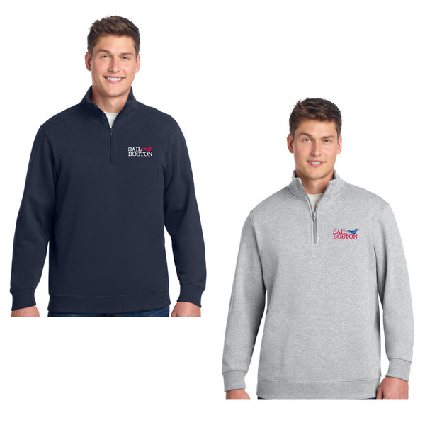 Sail Boston Primary Logo Embroidered Cotton 1/4 Zip Long Sleeves Sweatshirt - Available Colors
