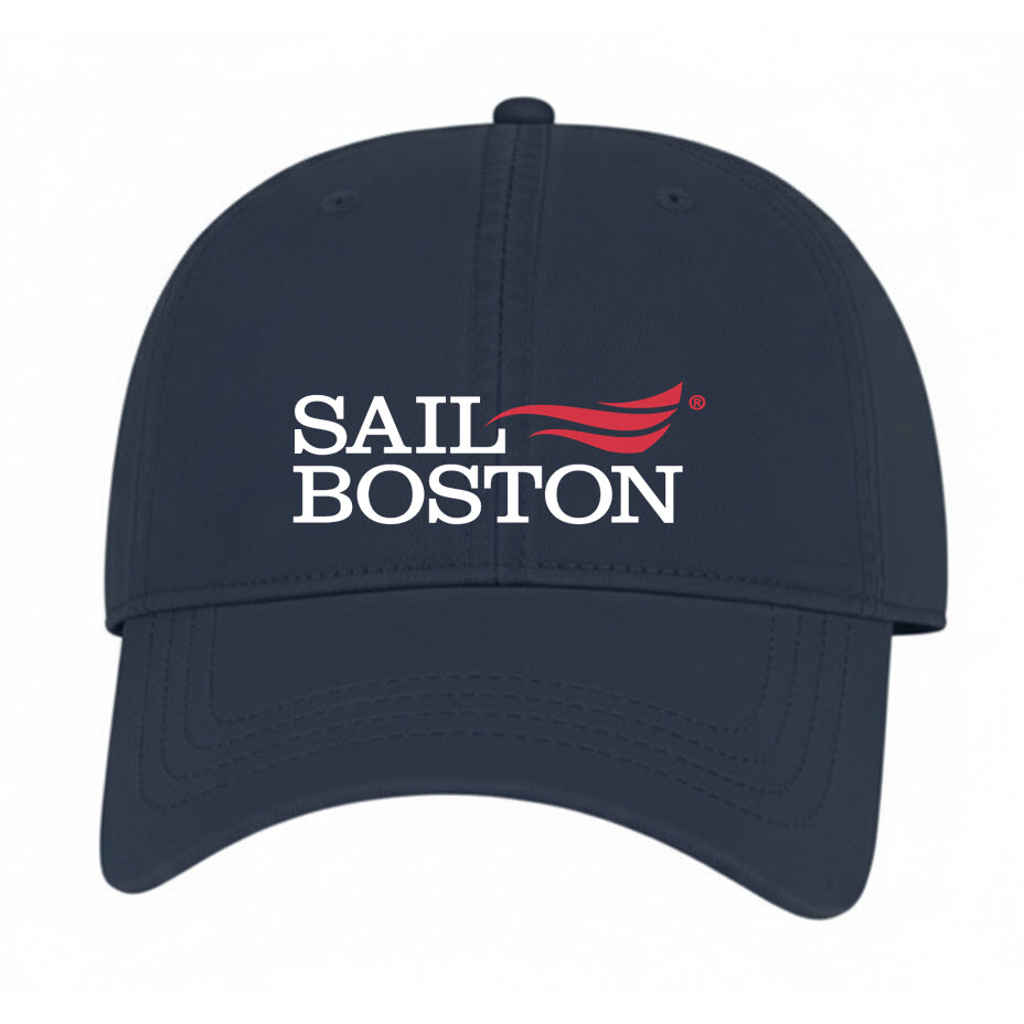 Sail Boston Primary Logo Embroidered Hat with Adjustable Strap Navy Front View