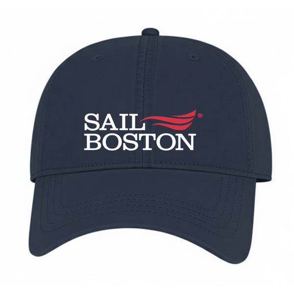 Sail Boston Primary Logo Embroidered Hat with Adjustable Strap Navy Front View