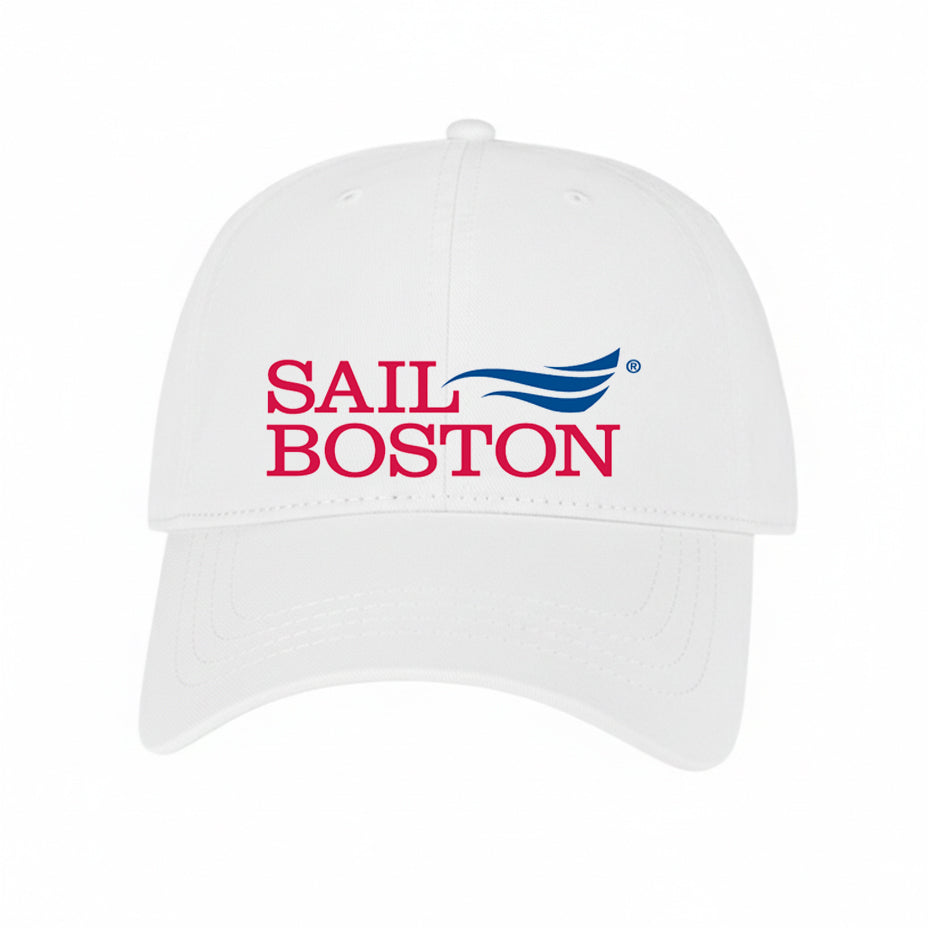 Sail Boston Primary Logo Embroidered Hat with Adjustable Strap White Front View