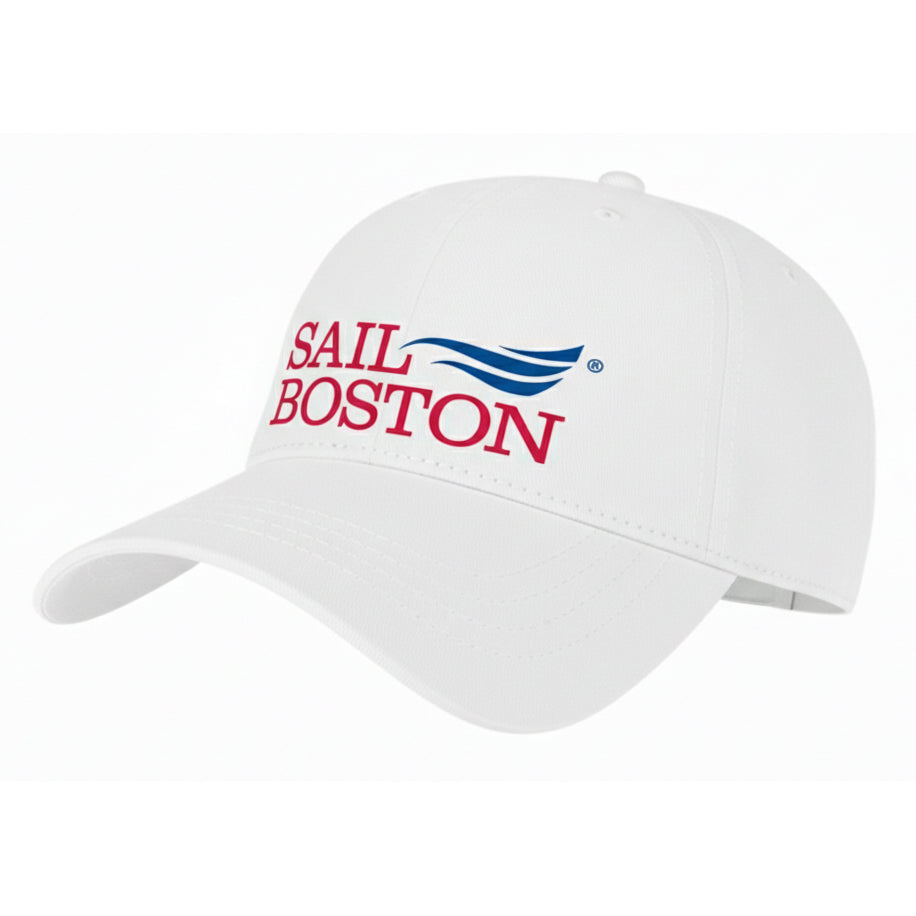 Sail Boston Primary Logo Embroidered Hat with Adjustable Strap White Angle View