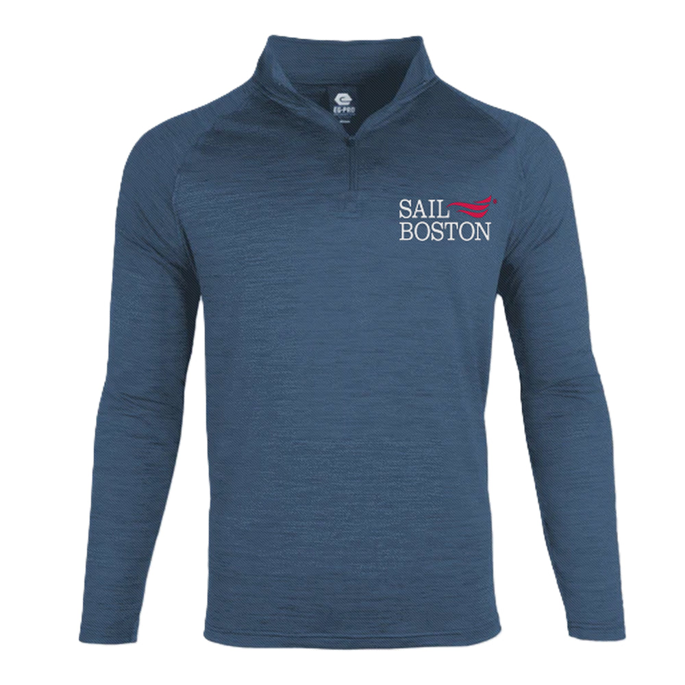 Sail Boston Primary Logo Embroidered Performance 1/4 Zip Long Sleeve Sweatshirt Navy
