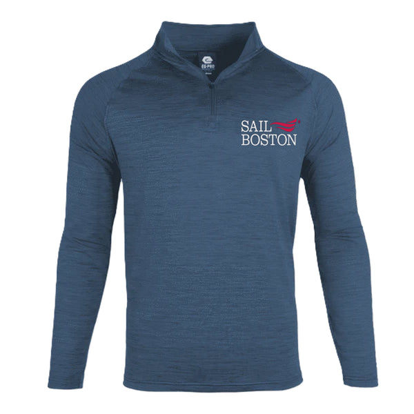 Sail Boston Primary Logo Embroidered Performance 1/4 Zip Long Sleeve Sweatshirt Navy