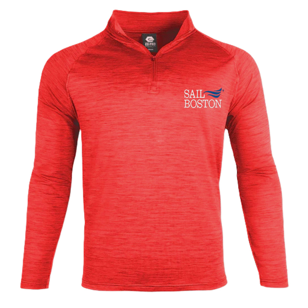 Sail Boston Primary Logo Embroidered Performance 1/4 Zip Long Sleeve Sweatshirt Red