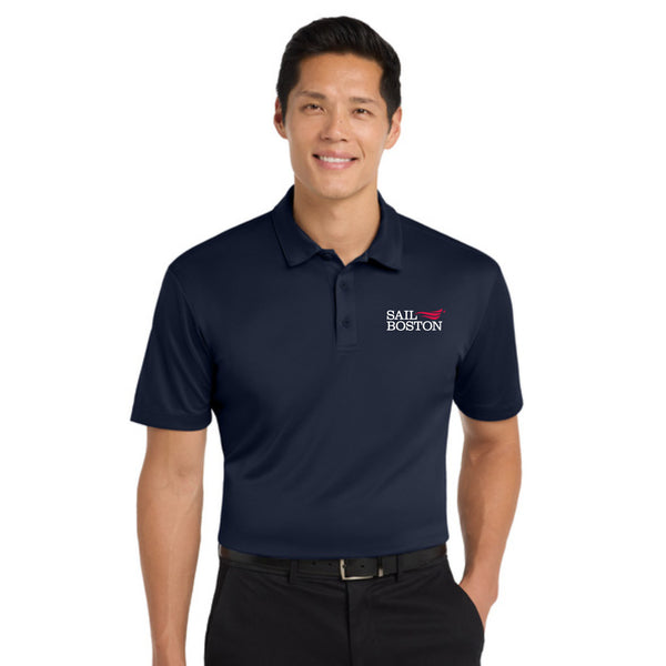 Sail Boston Primary Logo Embroidered Polo Shirt Short Sleeve Navy