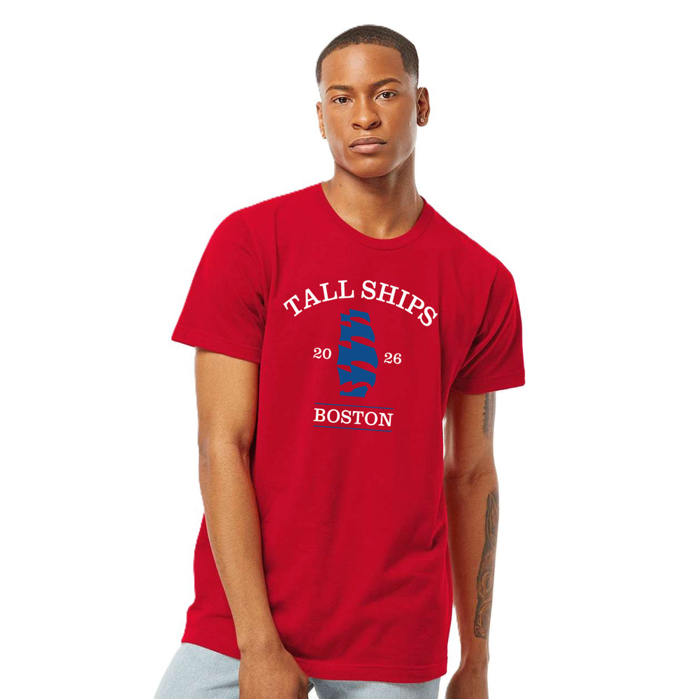 Sail Boston Primary Logo Tall Ships 2026 Adult Short Sleeve T-Shirt Red