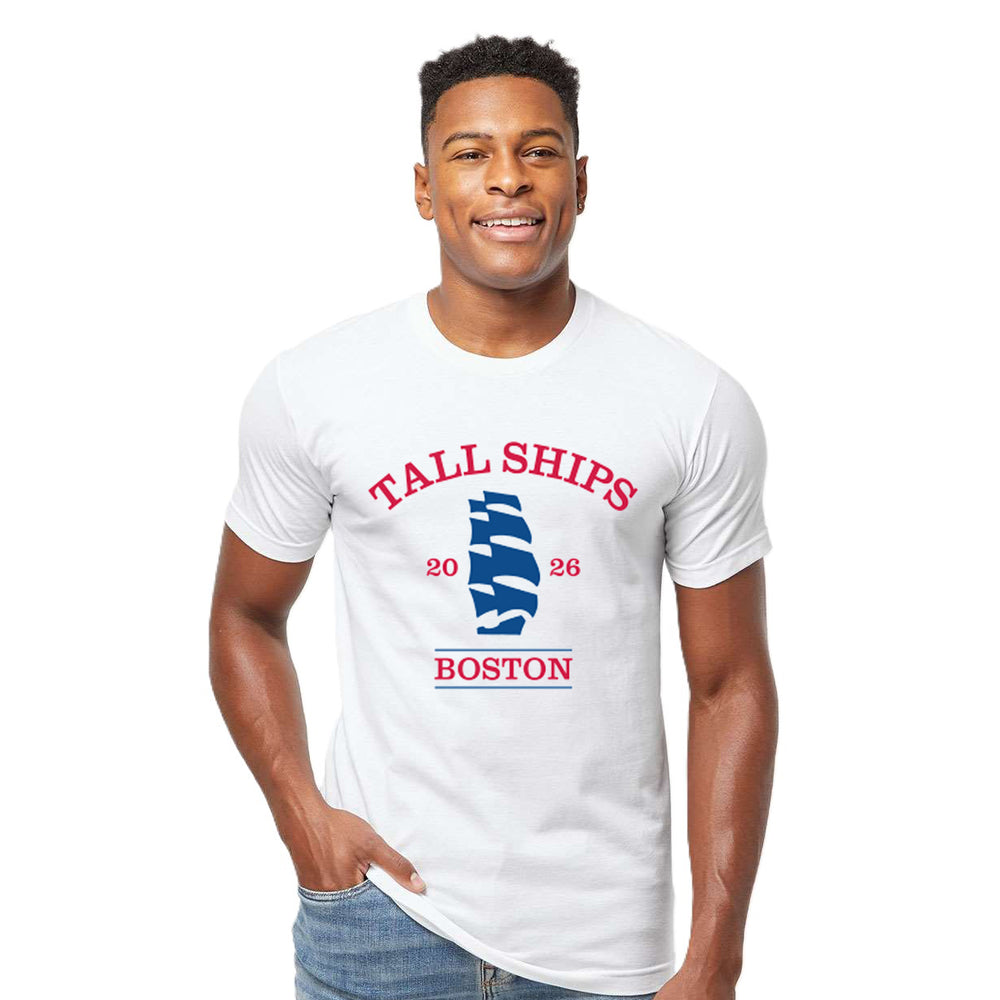 Sail Boston Primary Logo Tall Ships 2026 Adult Short Sleeve T-Shirt White