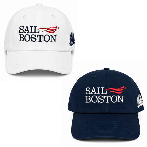 Sail Boston Logo, Ship, and BOSTON 2026 Embroidered Low Profile Hat with Adjustable Strap Available Colors