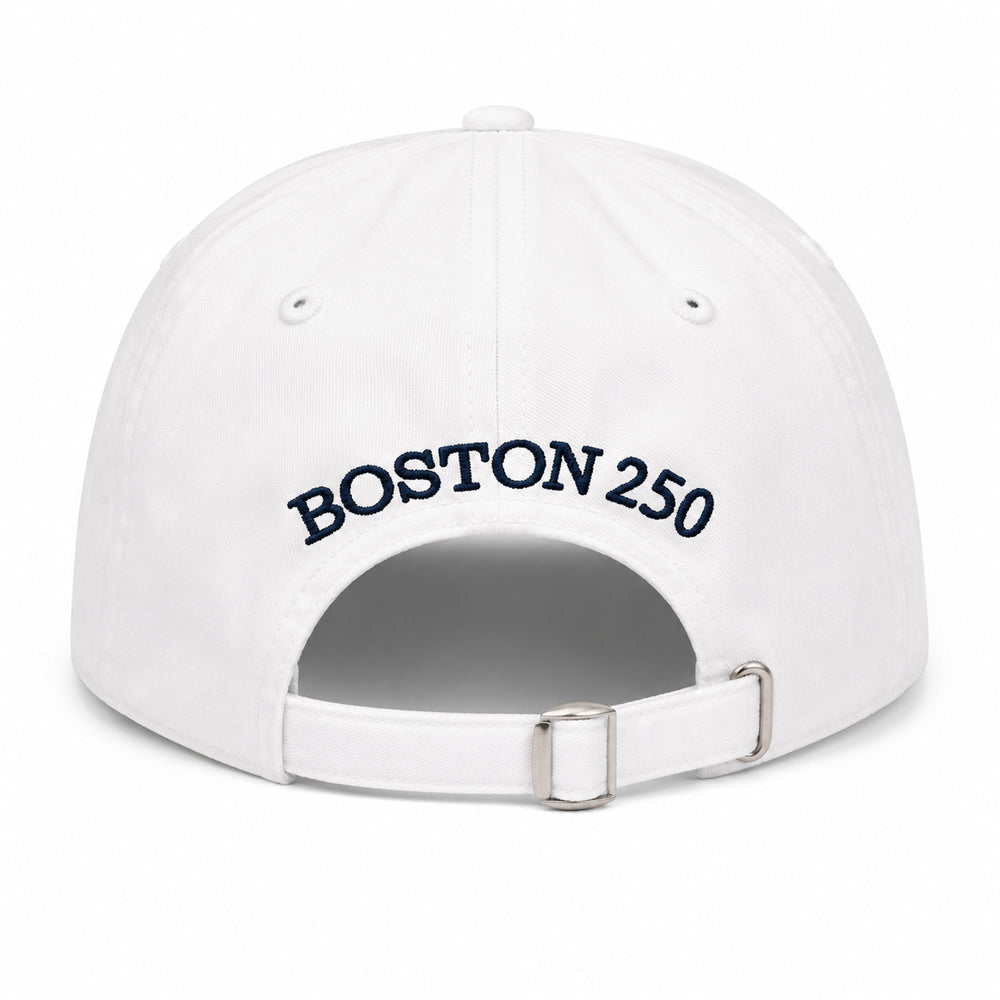 Sail Boston Logo, Ship, and BOSTON 2026 Embroidered Low Profile Hat with Adjustable Strap White Back View