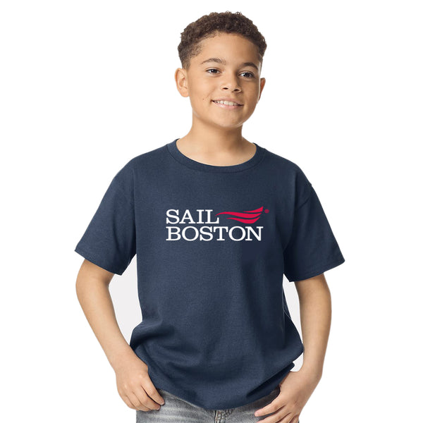 Sail Boston Primary Logo Youth Short Sleeves T-Shirt Navy