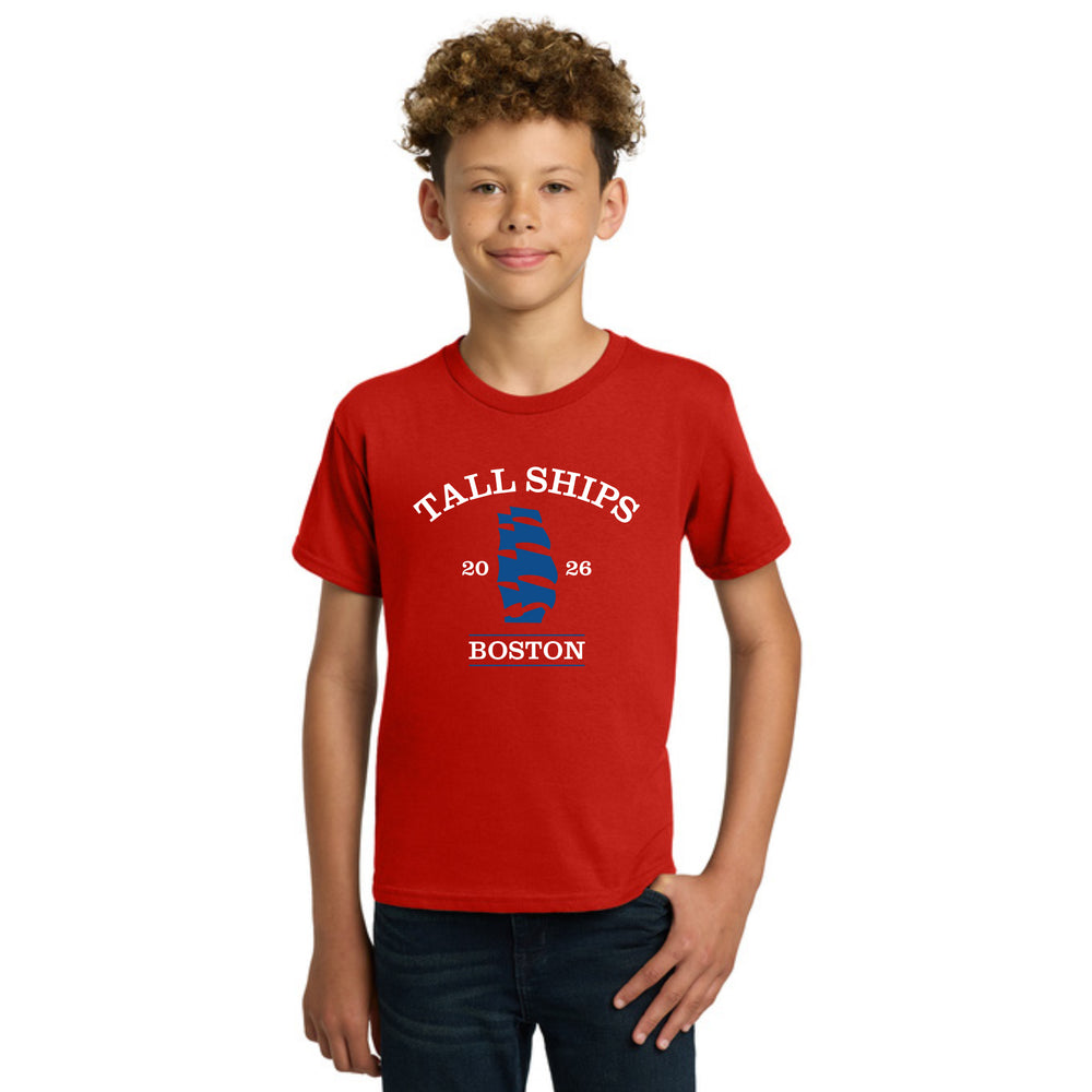 Sail Boston Primary Logo Tall Ships 2026 Youth Short Sleeve T-Shirt Red