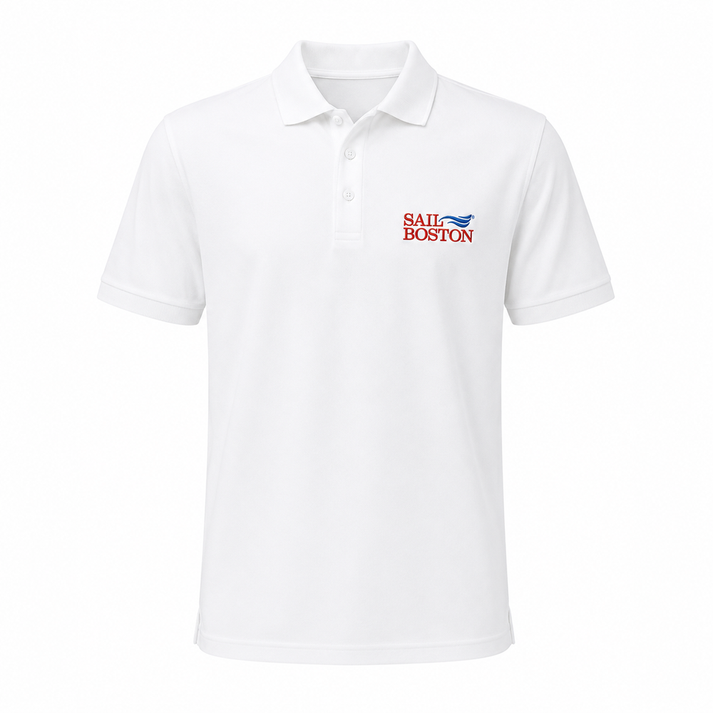 Sail Boston Men's Pique Polo Shirt White