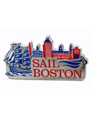 Sail4th 250 Logo BOSTON with Skyline and Sailing Ship Lapel Pin