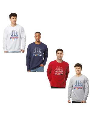 Sail Boston Primary Logo Tall Ship Bow Facing Left Long Sleeves Crewneck Sweatshirt Available Colors