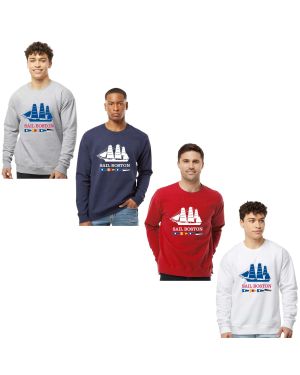 Sail Boston Primary Logo Tall Ship Silhouette Bow Facing Left Long Sleeves Crewneck Sweatshirt Available Colors

